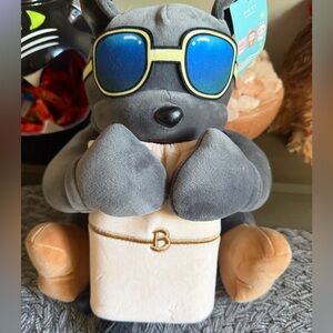 Gray and Tan Plush Toy Pittie for cell phone and tissues!